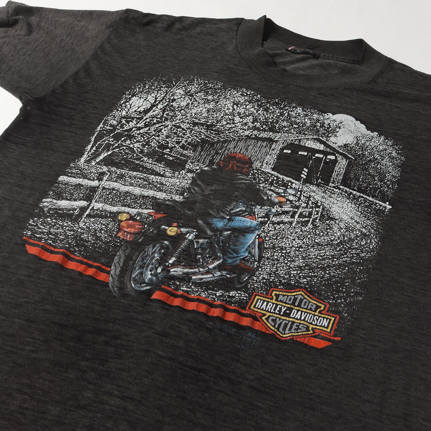 80s 3D EMBLEM バイカー イーグル 両面プリント Tシャツ / USA製 3Dエンブレム