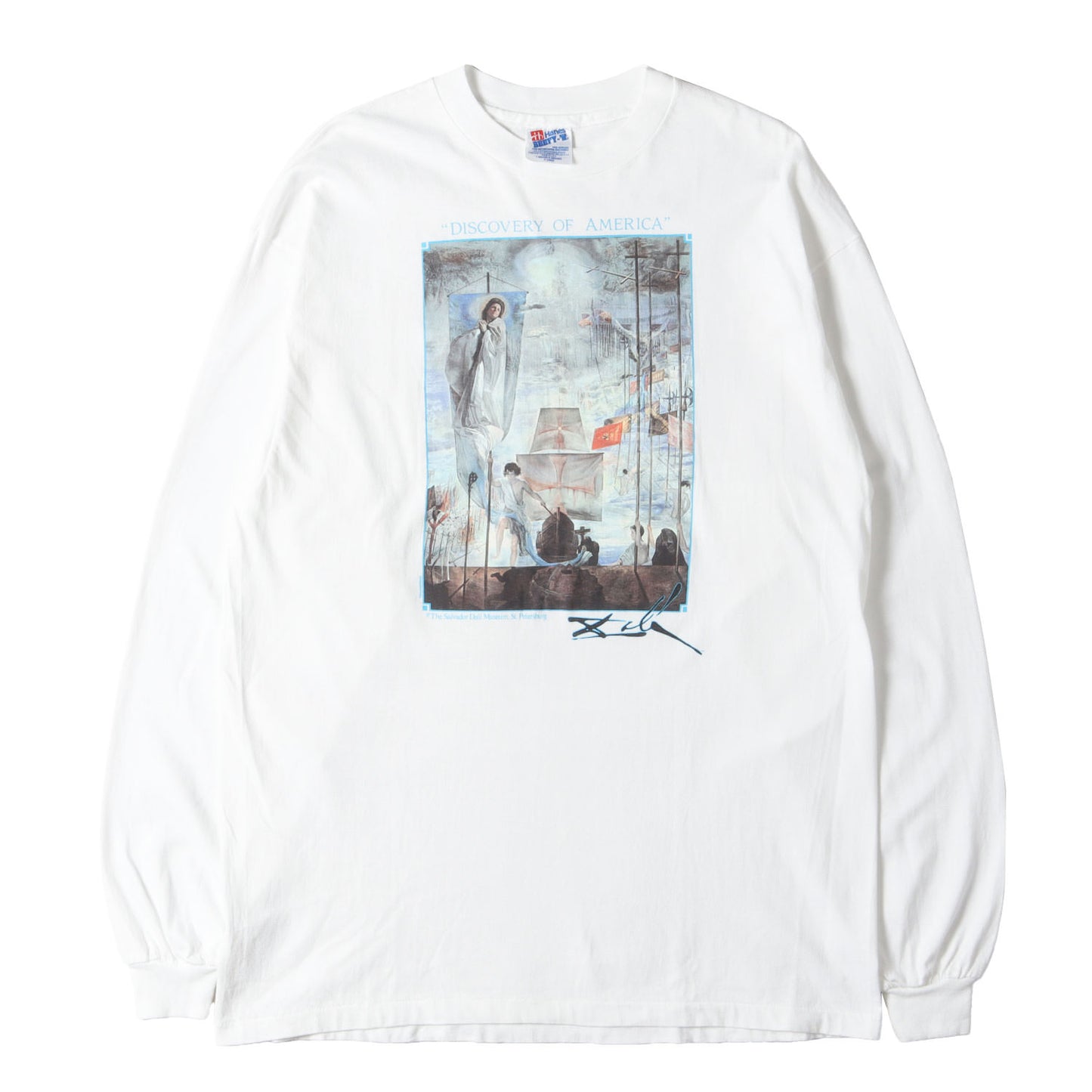 [コロンブスによるアメリカの発見] 90s Salvador Dali アートプリント ロングスリーブTシャツ / USA製 サルバドール・ダリ