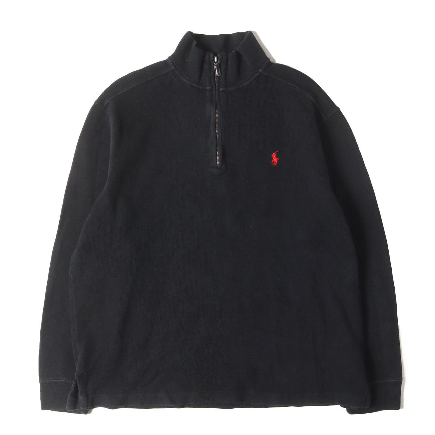 00s ポニー刺繍 ハーフジップ リブ スウェットシャツ