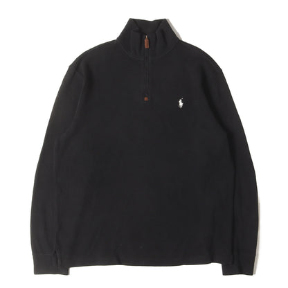 00s ポニー刺繍 ハーフジップ リブ スウェットシャツ