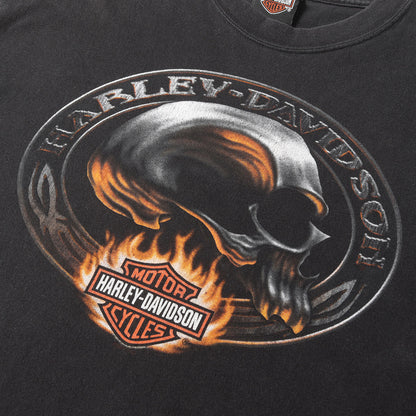 00s スカル フレイム エンブレム Tシャツ / USA製 Hanes