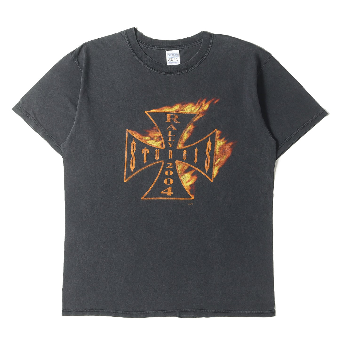 00s STURGIS 2004 フレイム アイアンクロス Tシャツ / メキシコ製 GILDAN