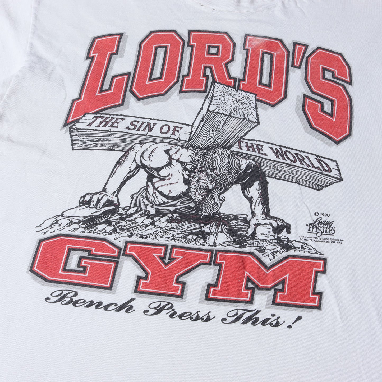 [雰囲気抜群] 90s LORD'S GYM LIVING EPISTLES ジーザス Tシャツ / USA製 Hanes