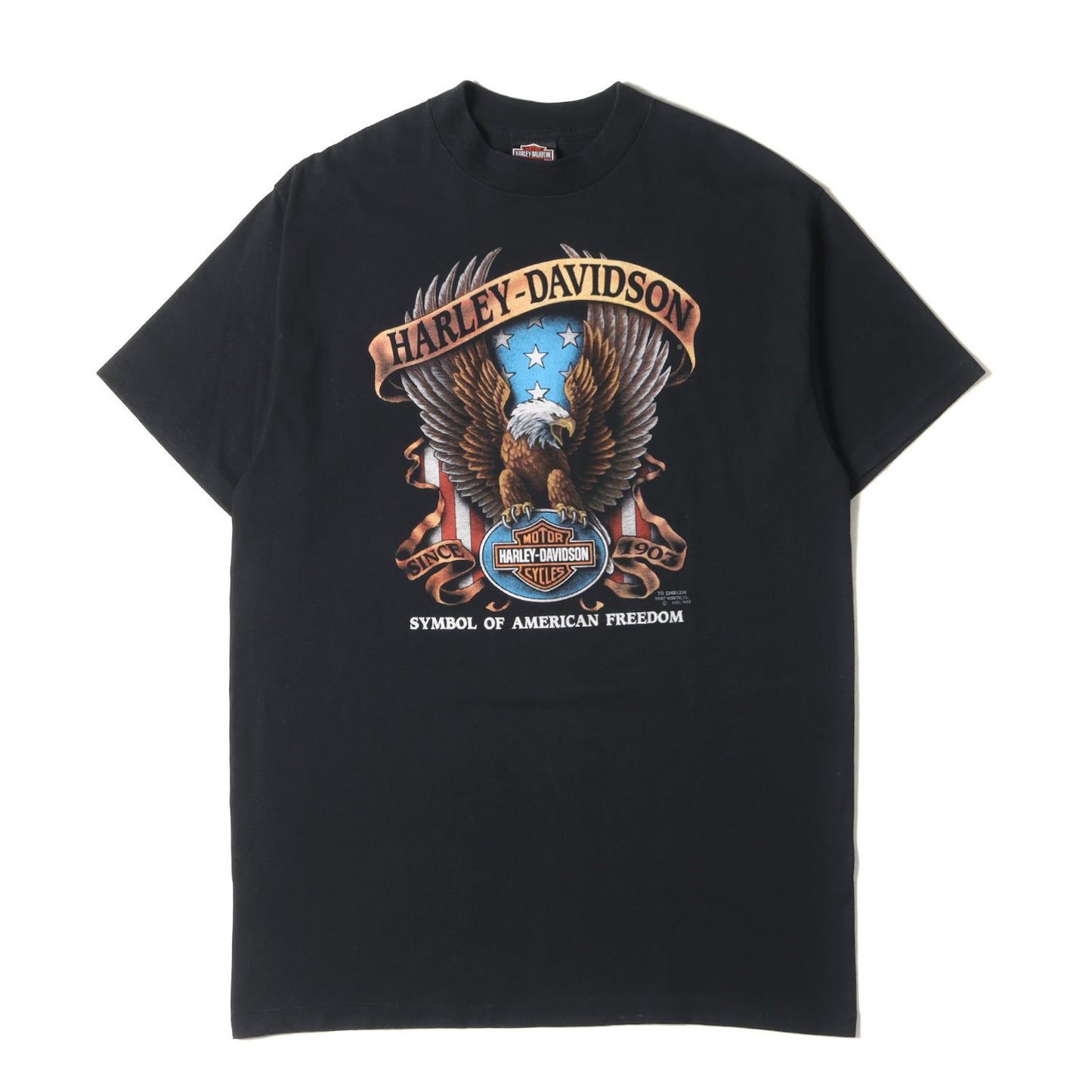 90s 3D EMBLEM イーグル 両面プリント Tシャツ / USA製 モーターサイクル バイク 3Dエンブレム