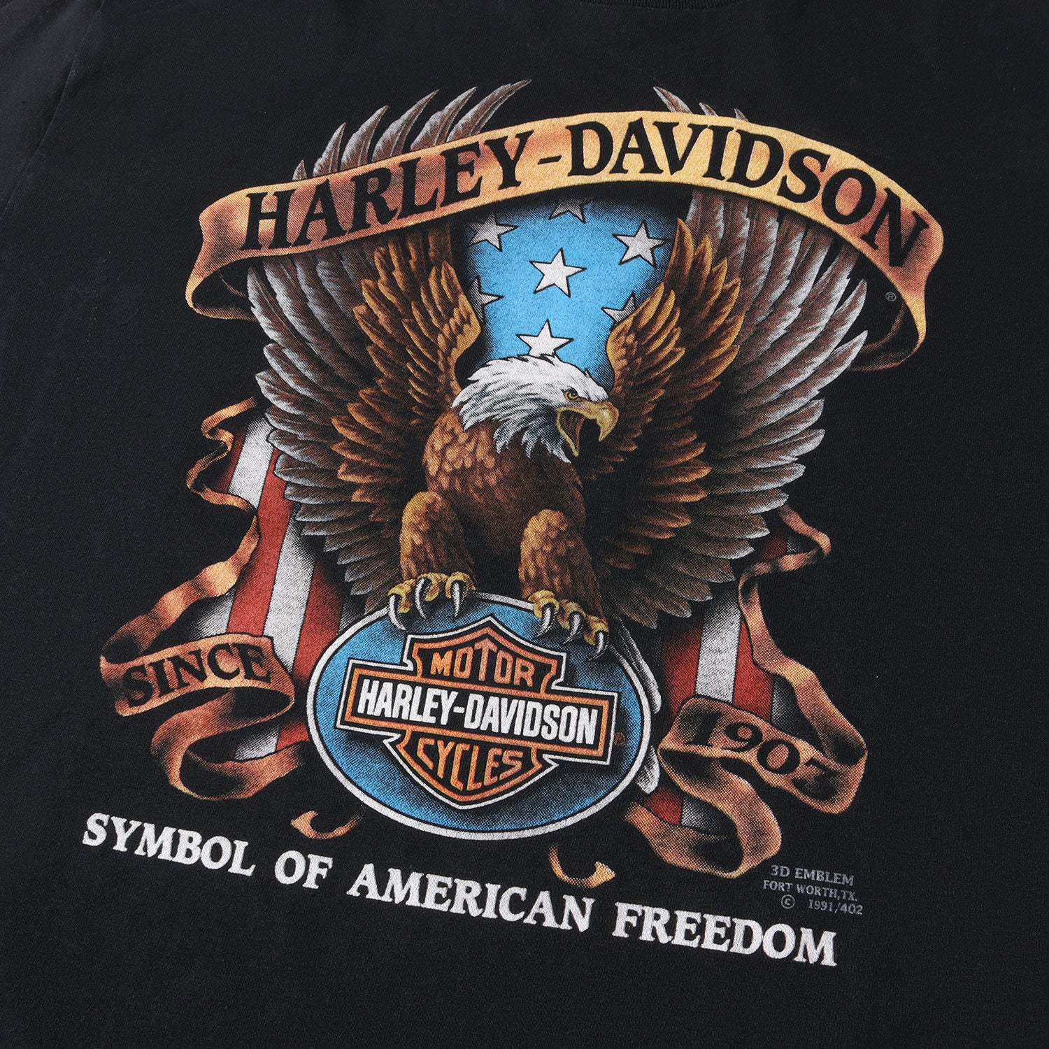 HARLEY-DAVIDSON (ハーレーダビッドソン) 90s 3D EMBLEM イーグル 両面プリント Tシャツ / USA製 モーターサイクル  バイク 3Dエンブレム – ブランド古着の通販・買取 | BEEGLE by Boo-Bee