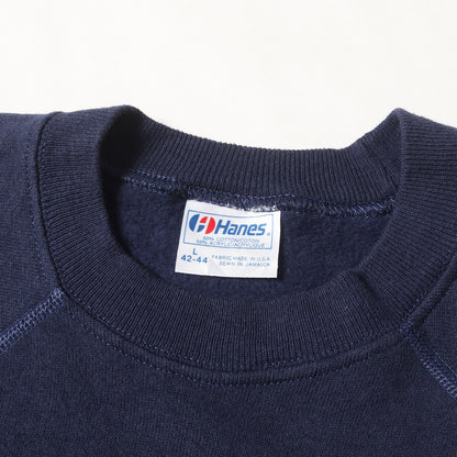 80s ロゴ刺繍 ラグラン スウェットシャツ / USA製 Hanes ヘインズ