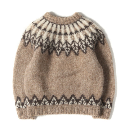 90s ノルディック柄 モックネック ウールニット