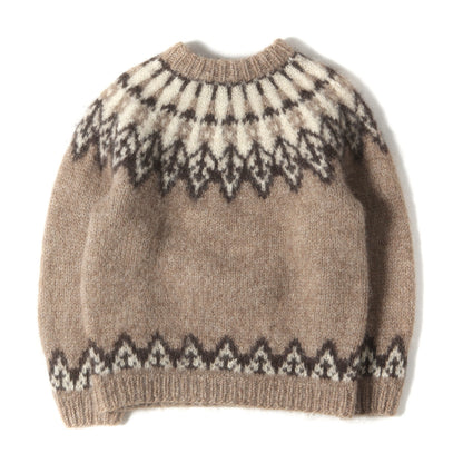 90s ノルディック柄 モックネック ウールニット