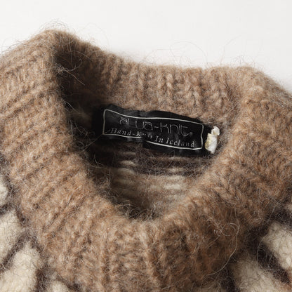 90s ノルディック柄 モックネック ウールニット